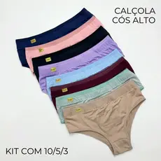 Kit Calcinha Cintura Alta Cós Alto Segura Barriga Microfibra Conforto Reforçada Barato
