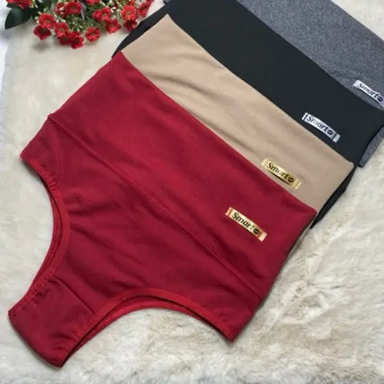 Kit 5 Calcinha Cinta Modeladora Compressão Cós Alto Tecido Duplo Suplex Pós Operatório