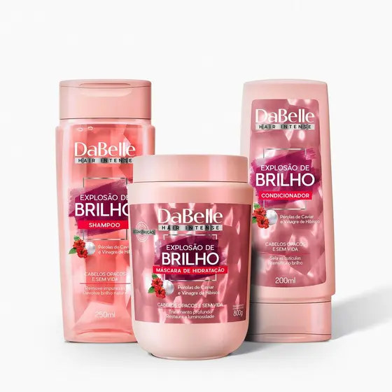 Kit Shampoo + Condicionador + Máscara 800g Explosão de Brilho - Dabelle Hair