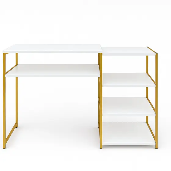 Mesa Manicure Salão de Beleza MDF Branco Estrutura Metalon Moderna 1,10MT
