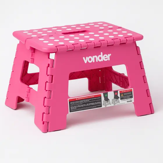 Banqueta Plástica Dobrável Rosa 220 Mm Vonder
