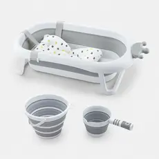 Banheira Dobrável Portátil Cinza Para Bebê C/ Almofada Deend
