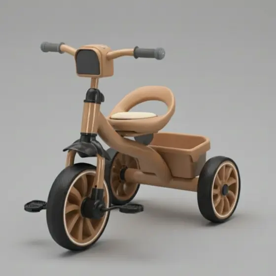 Triciclo Infantil Bege Passeio Deend C/ Cestinha 3 Rodas