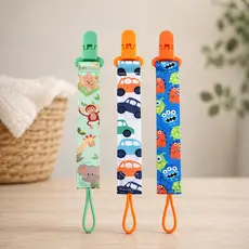 Kit Com 3 Prendedores De Chupetas Bico Para Menino E Menina