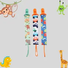 Kit 3 Prendedores de Chupeta com Cordão Animal Divertido: Acessório Encantador para Bebês
