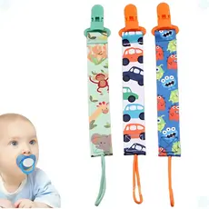 Kit com 3 Prendedor De Chupeta Bico Para Menino