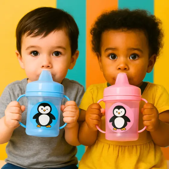 Copo Treinamento Transição Bebê Bico Alça 220ml Infantil Rosa Azul