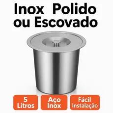 Lixeira Embutir Inox 304 Polido ou Escovado 5 Litros.