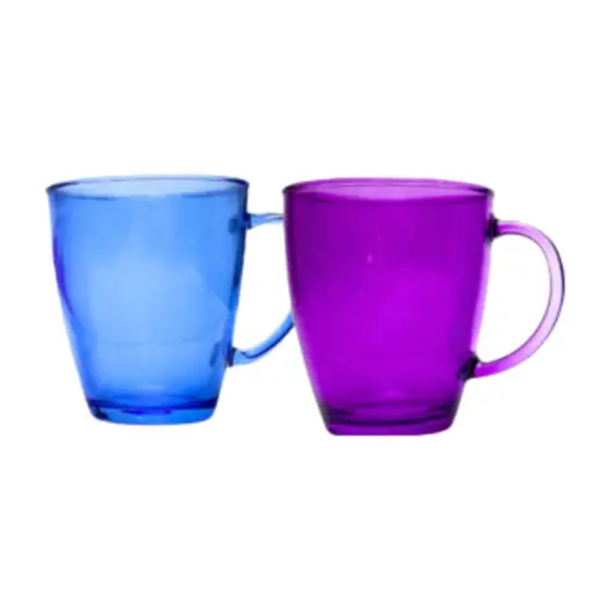 Conjunto 2 Unidades Caneca Vidro Color Flux 350ml Café Chá Suco