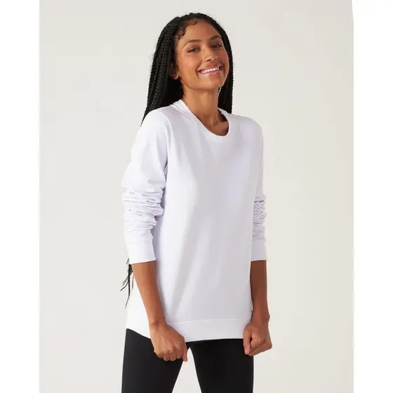 Blusão Básico Feminino Decote Redondo Moletom Stretch