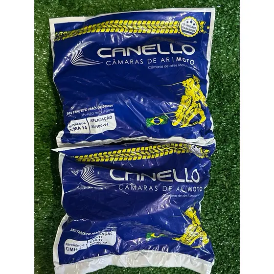 Kit 2 Câmaras de Ar 1 Traseira 80/100-14 + 1 Câmara Dianteira 60/100-17 Moto Honda Biz 100/125 | CMA14 + CMH17 | Canello
