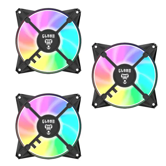 Kit 3 COOLER FAN Gamer EURUS Led ARGB 120 mm CLANM