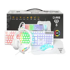 Combo Gamer Nightmare Snow RGB Mouse Gamer Teclado Headset Mouse Pad Clanm