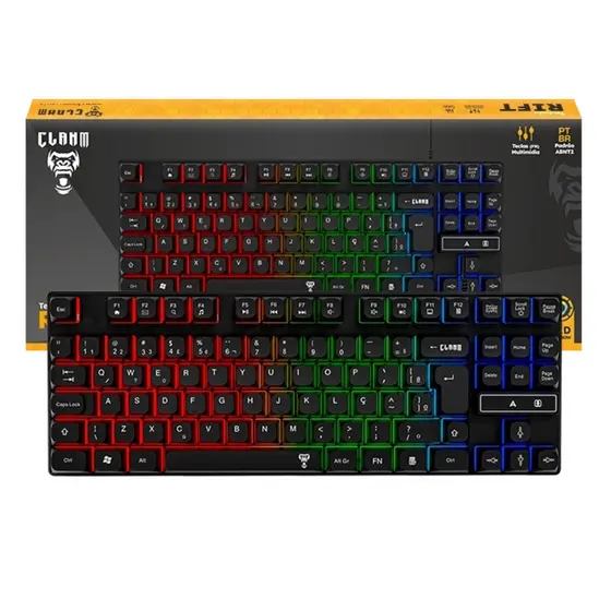 Teclado Gamer Membrana Rift 80% ABNT-2 led RGB Clanm