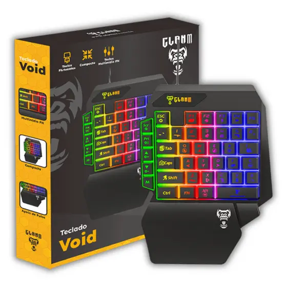 Teclado Gamer Void 35% Led Multimidia Apoio Punho Clanm