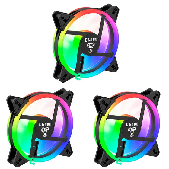 Kit 3 Cooler Fan Gamer Noto Rgb Clanm 4 Pinos Molex 120mm