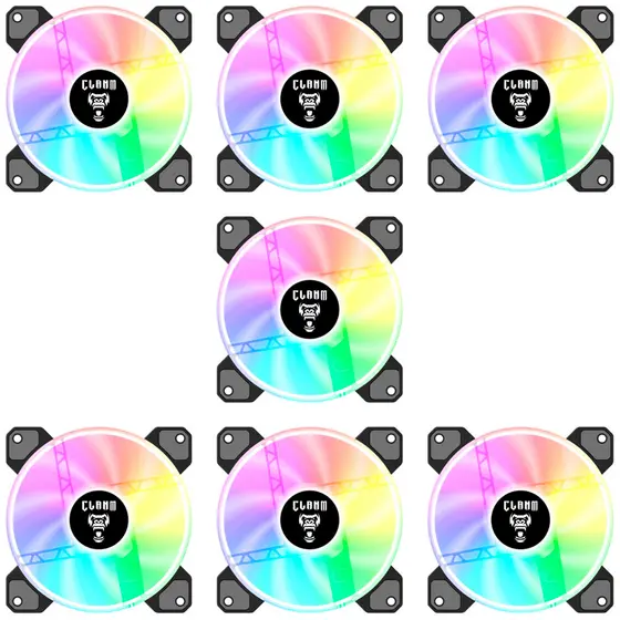 Kit 7 COOLER FAN Gamer Vex Led Iluminação ARGB 3 PINOS CLANM