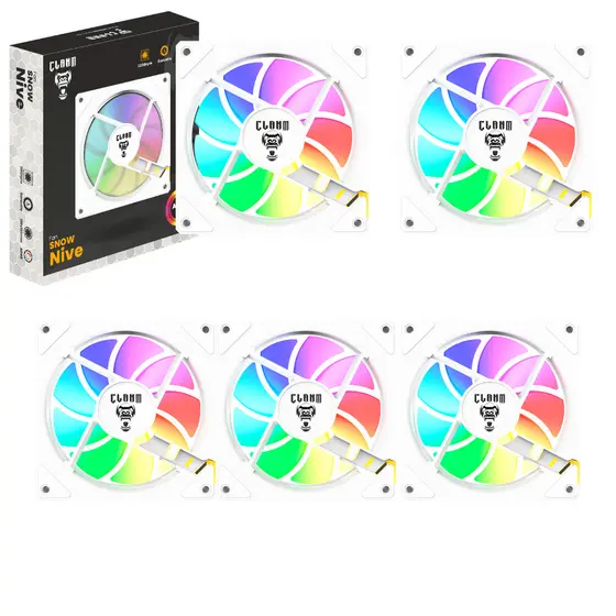 Kit 5x COOLER FAN Gamer Snow Nive Led ARGB 3 PINOS CLANM