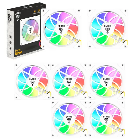 Kit 7x COOLER FAN Gamer Snow Nive Led ARGB 3 PINOS CLANM