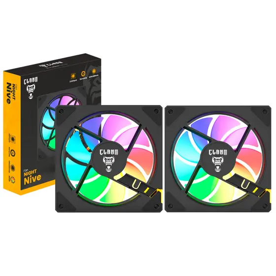 Kit 2x COOLER FAN Gamer Nive Iluminação ARGB 3 PINOS CLANM