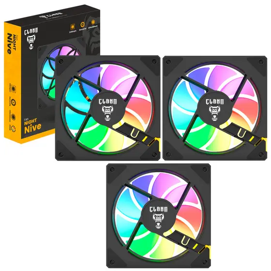 Kit 3x COOLER FAN Gamer Nive Iluminação ARGB 3 PINOS CLANM