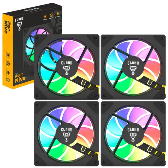 Kit 4x COOLER FAN Gamer Nive Iluminação ARGB 3 PINOS CLANM