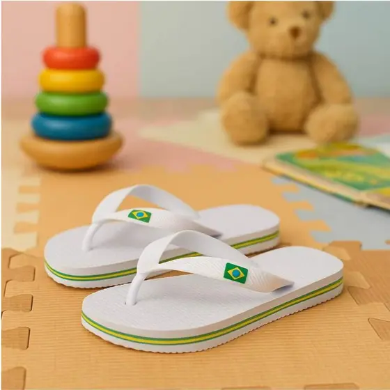 Chinelo para adulto ou  criança do com correia com bandeirinha do brasil