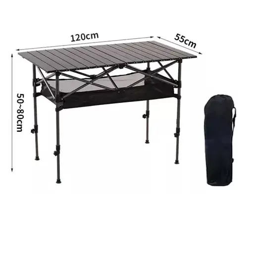 Mesa Portatil Acampamento Camping 120cm Aluminio Dobravel com alongador ate 80cm