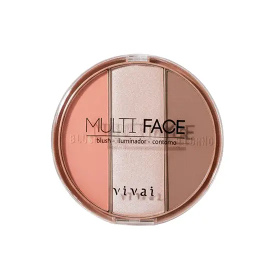 Estojo Multifuncional Face Blush Iluminador e Contorno Vivai Ref 1072