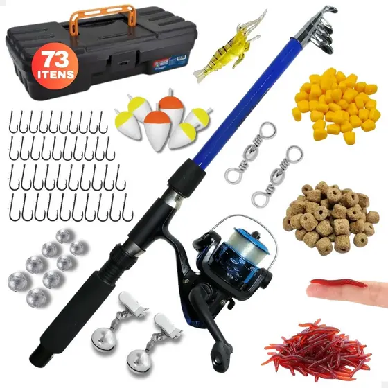 Kit Pesca Barato Vara E Molinete Com Linha Maleta Acessórios