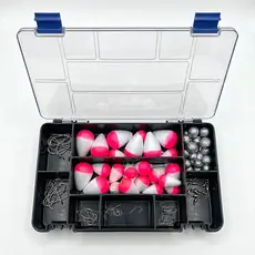 Kit Pesca Completo Acessórios Anzol Marine Sports Chumbada Boia Girador + Estojo Organizador Resistente Premium