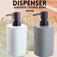 DISPENSER SABONETEIRA- SABONETE LIQUIDO 350ML - CINZA/BRANCO - MOOD