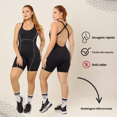 Macaquinho Fitness Cruzado  Academia Suplex Elastano Sem Bojo