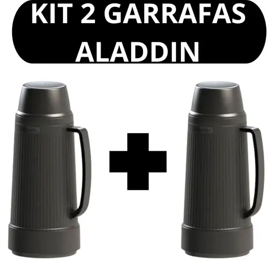 Kit 2 Garrafas Termicas Aladdin 1 Litro Original Com Alça Ares Garrafa de Cafe Cha Chimarrao