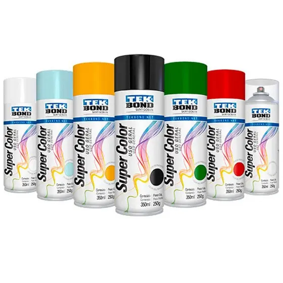 Tinta Spray Uso Geral 350ml Tekbond Secagem Rapida Todas as Cores Metal Madeira Ferro MDF