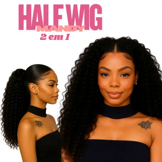 Half Wig Meia Peruca MANDY Fibra Orgânica 285g 60cm - Entrega Rápida Brasil | Serve para Rabo de Cavalo e Cabelo Solto