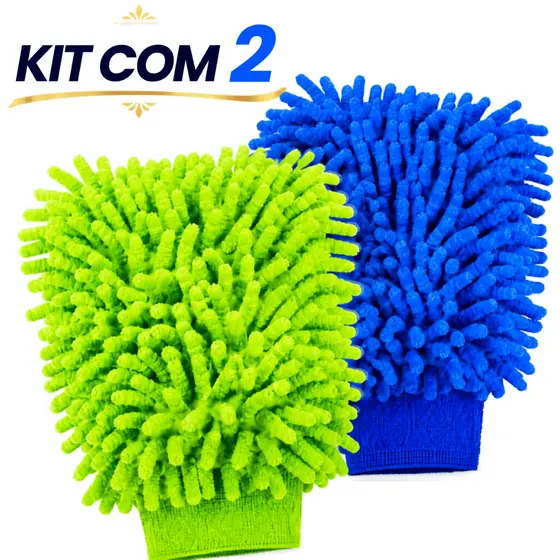 kit com 2 unidades Luva de Microfibra  - Alta Absorção, Limpeza Eficiente e Conforto no Punho
