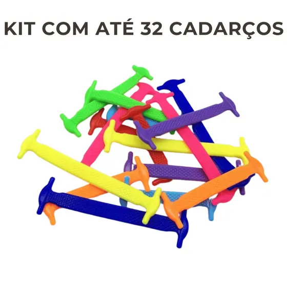 Cadarços Elásticos de Silicone para Sapatos - Sem Amarração, Reutilizáveis KIT 16 PARES