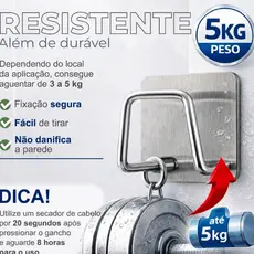 Kit Gancho Aço Inox 1/2/3/5