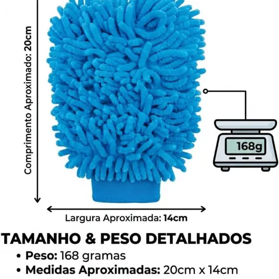 Kit Luva de Microfibra Multiuso para Lavar Louças, Pratos, Moto e Carro.
