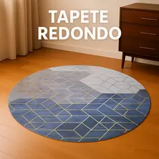 Tapete Redondo Antiderrapante Veludo Premium Cristal 160cm Sala Quarto Decoração Escritório Casa