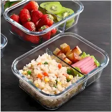 Pote Hermético Vidro 1520ml com Divisória Tampa Silicone Vedação Segura Durável Freezer e Microondas