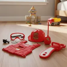 Kit Bombeiro Infantil com Colete, Capacete e Acessórios Brinquedo Educativo INMETRO Seguro