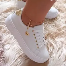 Tênis Leve Plataforma Casual Branco Feminino Confortável Academia Dia a Dia Para Todas as Ocasiões