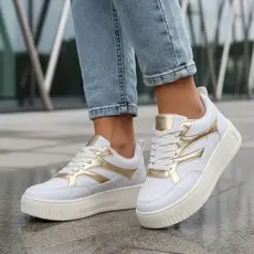Tênis Branco Detalhado Casual Feminino Novidade Confortável Original Promoção