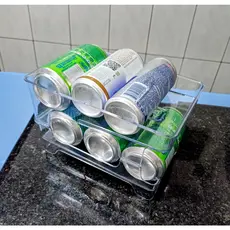 Organizador de cozinha para 6 latinhas na geladeira