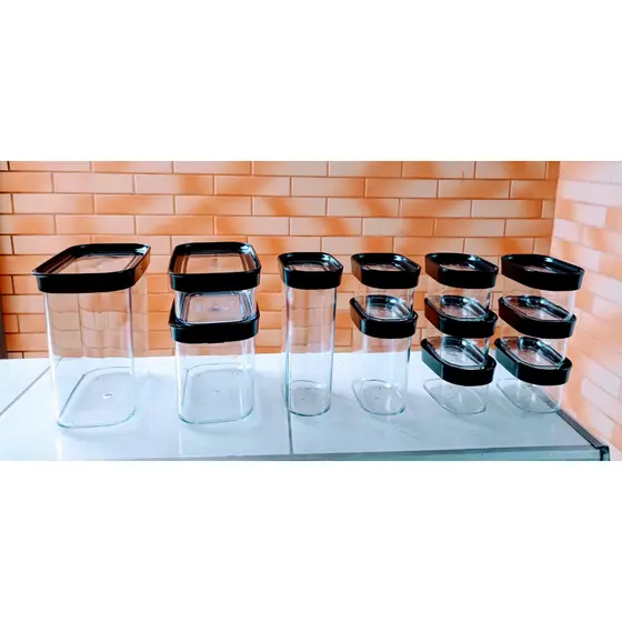 Porta mantimentos e temperos para cozinha Kit com 12 potes   (Todo o conjunto  são  herméticos)