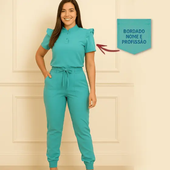 Scrub / Conjunto Social + BORDADO NOME E PROFISSÃO INCLUSO