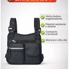 Bolsa Pochete Peitoral Tática Masculina Impermeável Preta Versátil - Bolsa de Peito Esportiva
