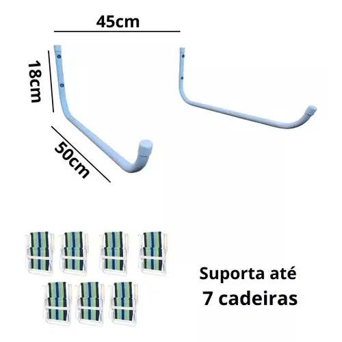 Suporte De Parede Fixo Aluminio Organizar Pendurar Cadeira De Praia